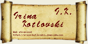 Irina Kotlovski vizit kartica